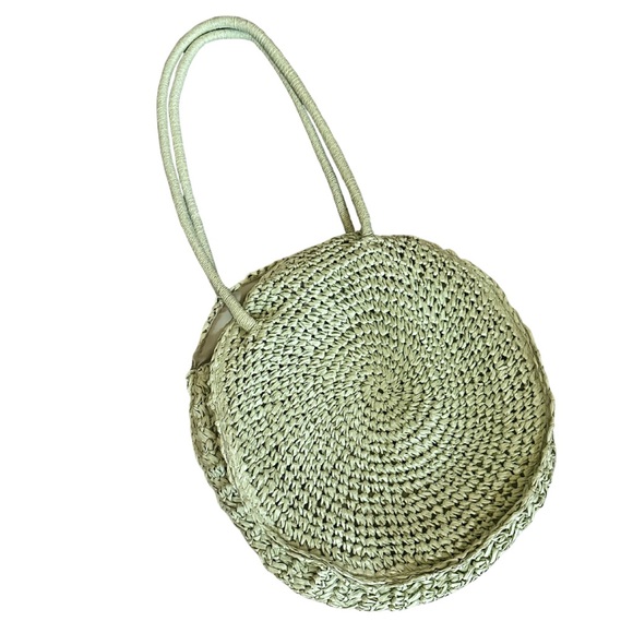 Handbags - Summer Green Circular Woven Shoulder Bag | Farmer’s Market Summer Style | New